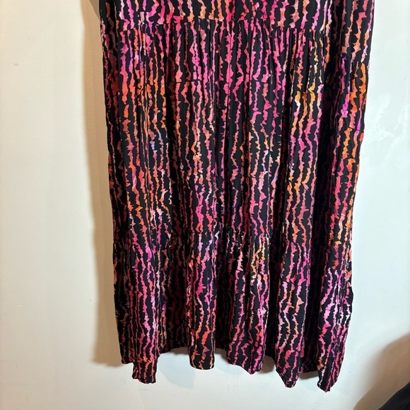 BLUE SKY Sz 3X Julie Electric Pink Tiered Short Sleeve V-Neck Dress New with Tag - Picture 4 of 12